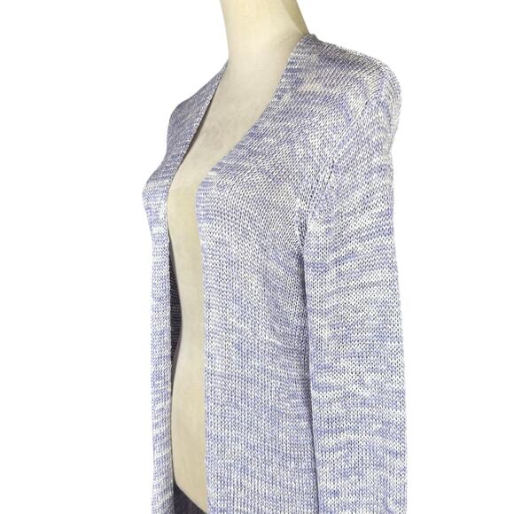 Worth Women's Lavender and White Open Front Knit Cardigan with Front Pockets - Picture 4 of 12